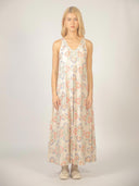 Beige geborduurde maxi jurk