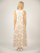 Beige geborduurde maxi jurk