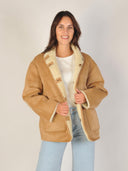 Beige reversible jacket met teddyvoering