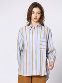 Blauw gestreepte blouse