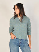 Blauw gebreid vest
