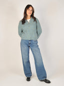 Blauw gebreid vest