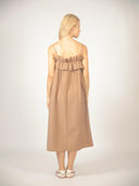 Bruine midi jurk met ruches