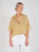 Gele korte mouwen blouse