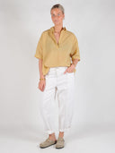 Gele korte mouwen blouse