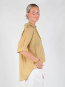 Gele korte mouwen blouse