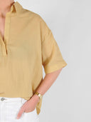 Gele korte mouwen blouse