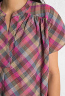 Geruite blouse met korte mouw