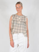 Geruite mouwloze top