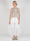 Geruite mouwloze top