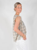 Geruite mouwloze top