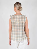 Geruite mouwloze top