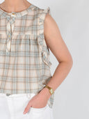 Geruite mouwloze top