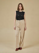 Beige velvet pantalon
