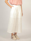 Witte linnenmix culotte broek
