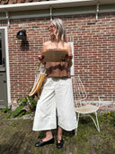 Witte linnenmix culotte broek