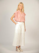 Witte linnenmix culotte broek
