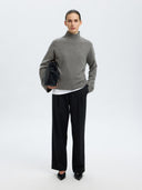 Grijze trui cille cashmere blend high neck