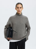 Grijze trui cille cashmere blend high neck