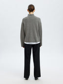 Grijze trui cille cashmere blend high neck