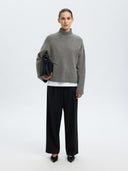 Grijze trui cille cashmere blend high neck