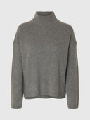 Grijze trui cille cashmere blend high neck
