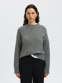 Grijze trui cille cashmere o-neck