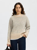 Gemêleerde trui alva structure o-neck