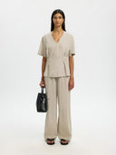 Gestreepte linnenmix broek mariam