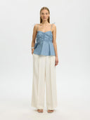 Blauwe peplum top delia