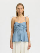 Blauwe peplum top delia