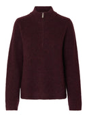 Bordeaux trui met rits lulu ls knit half zip