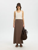 Bruine maxi rok viva
