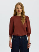 Bruine losvallende sweat top tenny