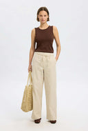 Ecru gestreepte broek johanne hw