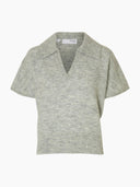 Licht grijze lulu ss polo knit