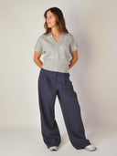 Licht grijze lulu ss polo knit