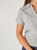 Licht grijze lulu ss polo knit