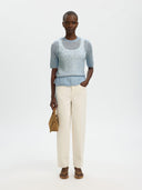 Lichtblauwe mohairmix top mayer