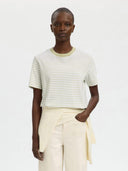 Lichtgroen gestreept boxy t-shirt