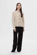 Kort gebreid vest van wolmix lulu short cardi