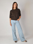 Zachte trui lulu ss open back o-neck