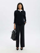 Donkerblauw vest lulu frill knit cardigan