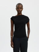 Zwarte asymmetrische top molly ss top