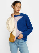 Blauw gebreide trui