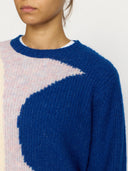 Blauw gebreide trui