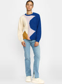 Blauw gebreide trui