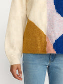 Blauw gebreide trui