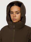 Bruine gewatteerde pufferjacket