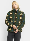 Groene teddy jacket met print
